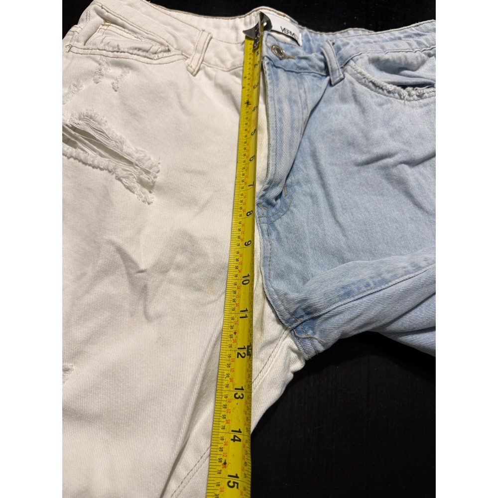 Vervet Los Angeles Two Tone Colorblock Distressed Wide Leg Jeans White Blue 29 - Picture 3 of 7